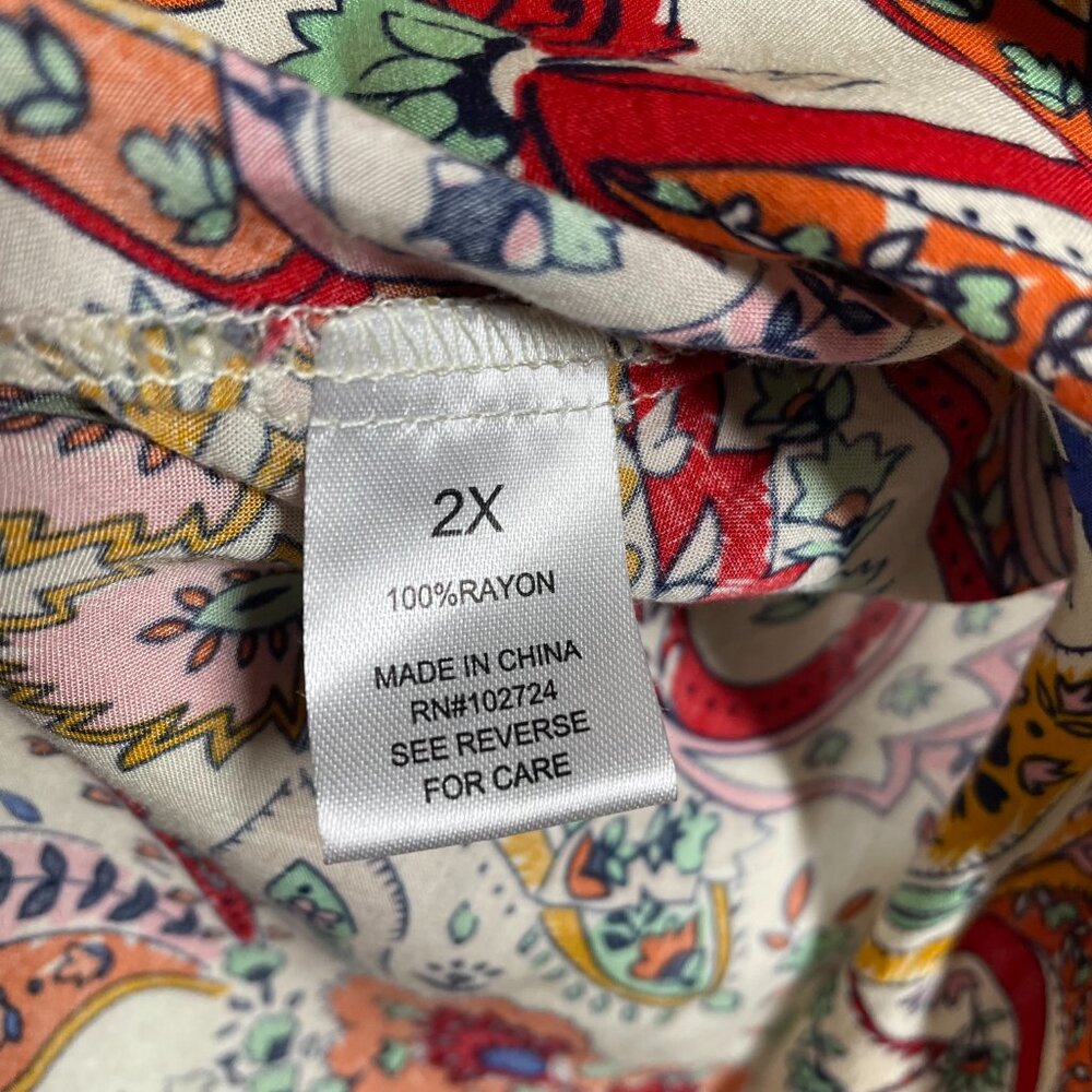 Grand & Greene New York Womens Multicolor Floral Paisley Boho Blouse Top Sz 2X - Picture 4 of 11